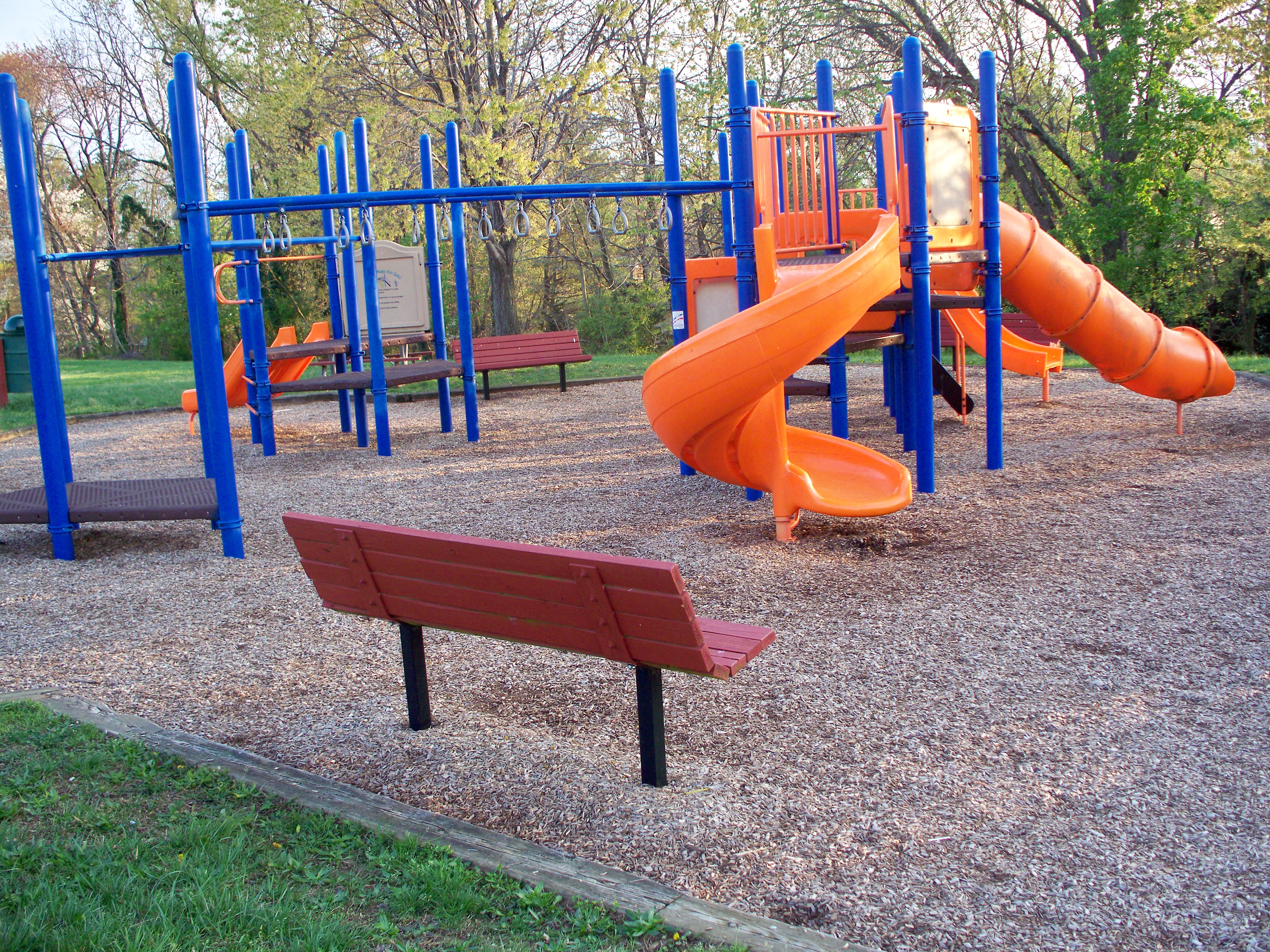 Twisty slide and Monkey Bars at Wilton Center Playground