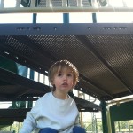 Standing on the picnic table at Ben Brenman Park in Alexandria VA