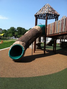 log tube slide at Chessie's Big Back Yard