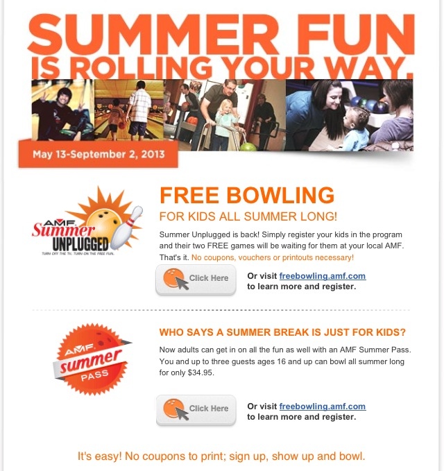 AMF Free Summer Bowling